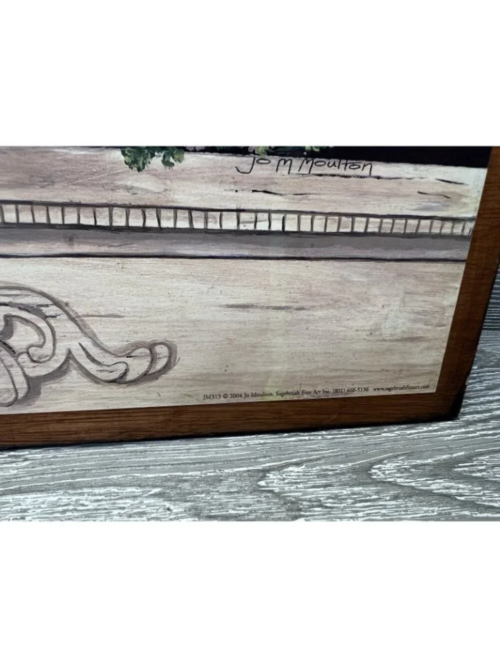 Painted Flowers on Wooden Board Signed Jo Moulton Floral Decor Wall Hanging